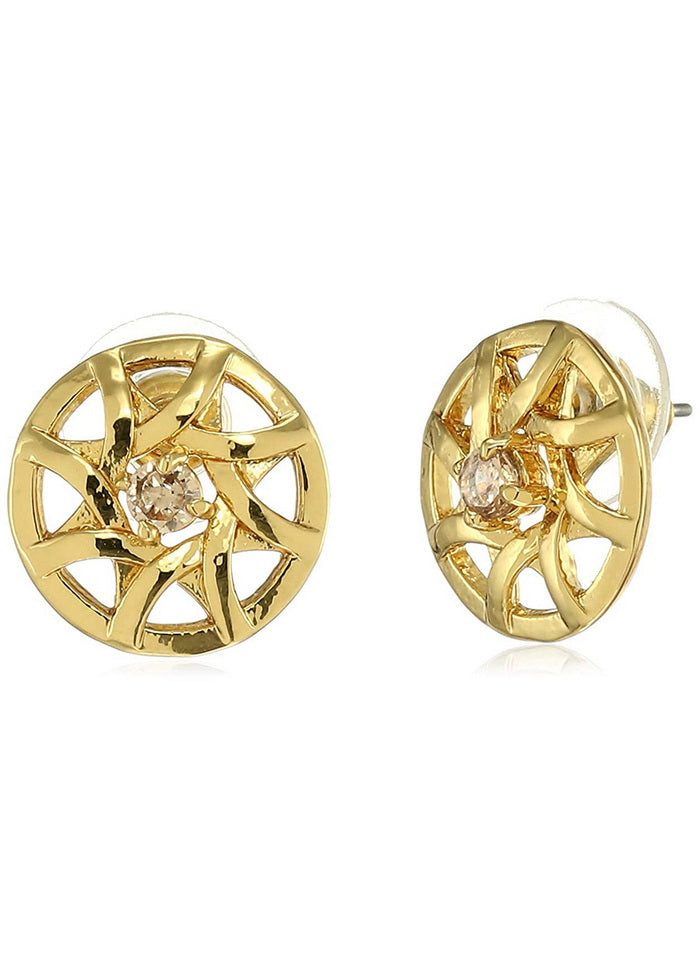 Estele 24 Kt Gold Plated American Diamond Stud Earrings - Indian Silk House Agencies