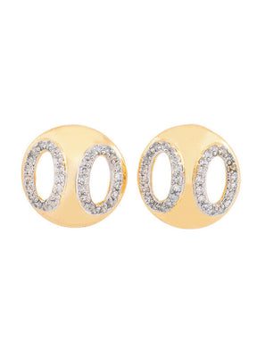 Estele 24 Kt Gold and Silver Plated American Diamond Goggles Stud Earrings - Indian Silk House Agencies