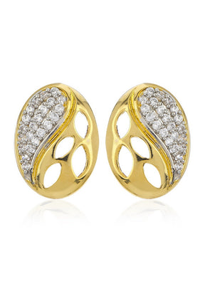 Estele 24 Kt Gold Plated American Diamond Infinity Stud Earrings - Indian Silk House Agencies