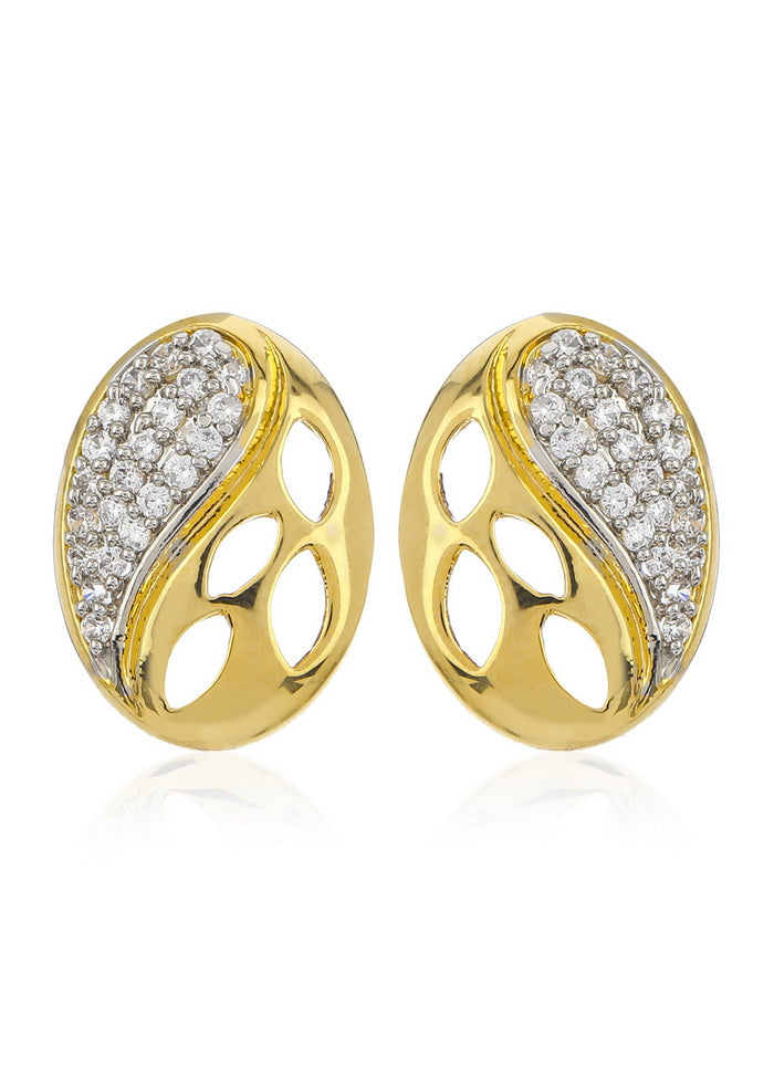 Estele 24 Kt Gold Plated American Diamond Infinity Stud Earrings - Indian Silk House Agencies