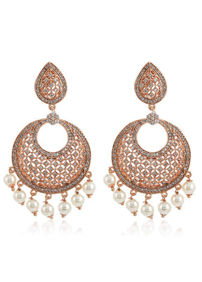 Rose Gold Plated CZ Designer Drop Earring - Indian Silk House Agencies