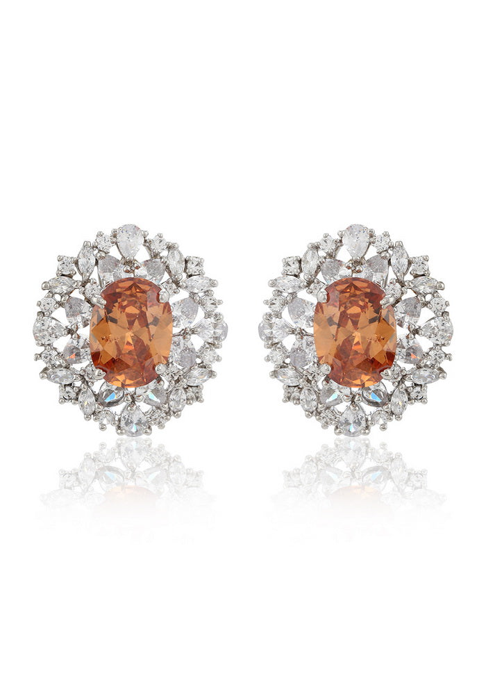 Estele American Diamond Earrings with Burning Fancy Stone for Women - Indian Silk House Agencies