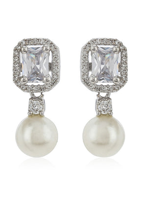 Estele American Diamond Pearl Drop Earrings - Indian Silk House Agencies