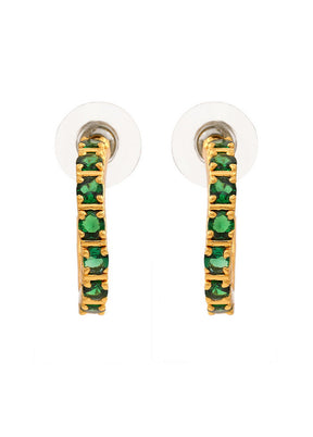 Estele 24 Kt Gold Plated Emerald CZ Hoop Earrings - Indian Silk House Agencies