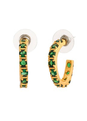 Estele 24 Kt Gold Plated Emerald CZ Hoop Earrings - Indian Silk House Agencies