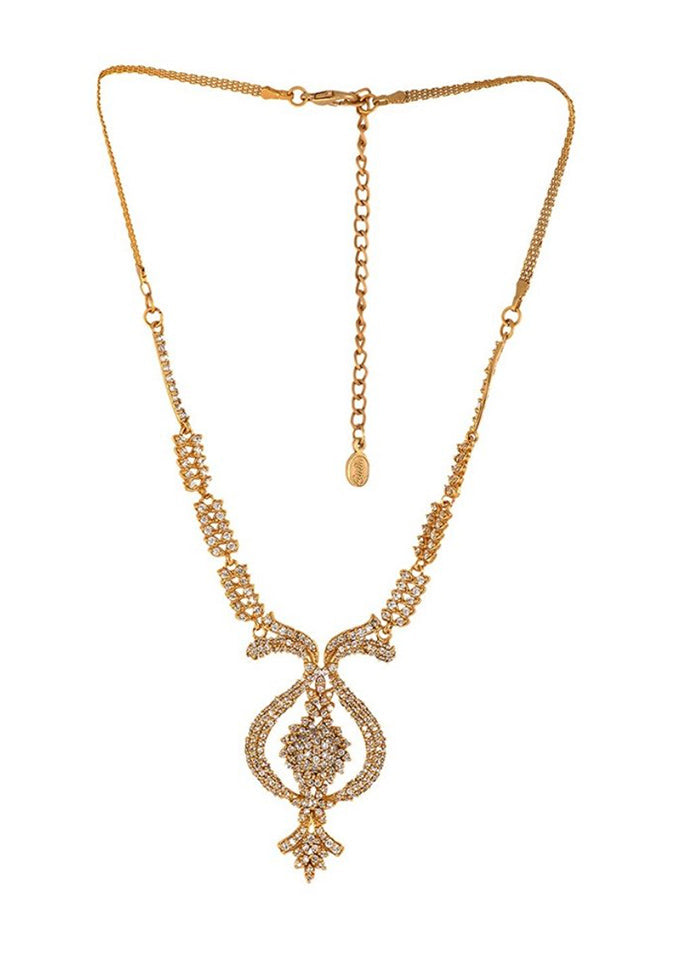 Gold Plated CZ Sparkling Necklace Set - Indian Silk House Agencies