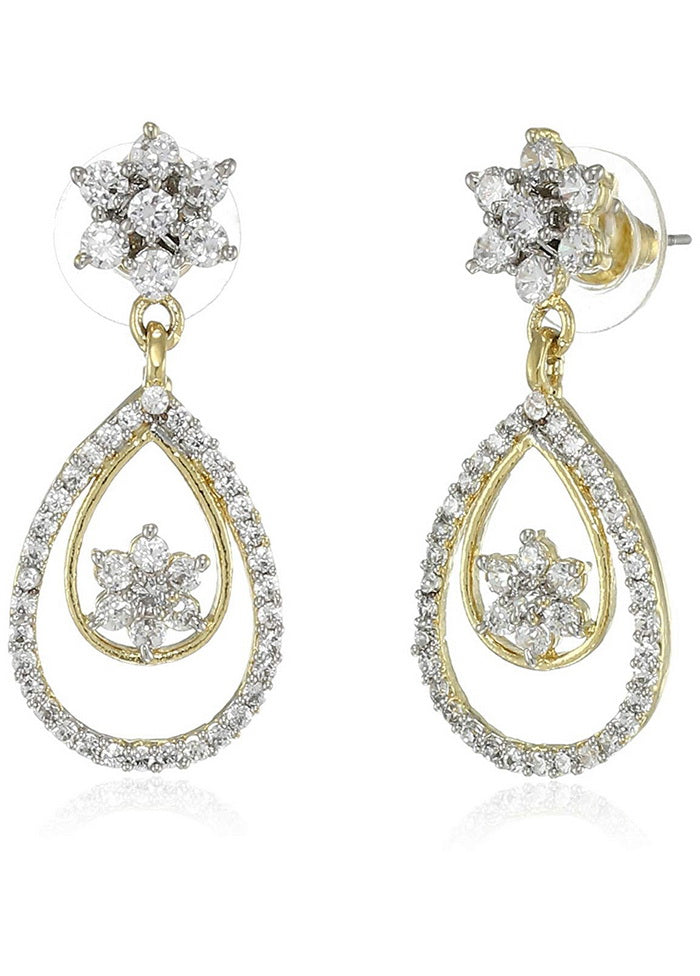 Estele 24 Kt Gold Plated Dazzling diamond nakshatra Dangle Earrings - Indian Silk House Agencies