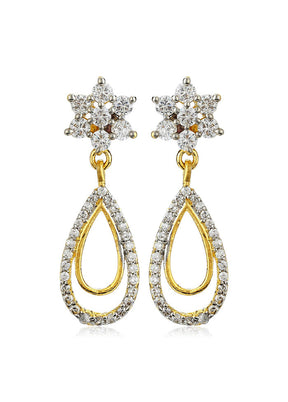 Gold Plated CZ Nakshatra Drop Earrings - Indian Silk House Agencies