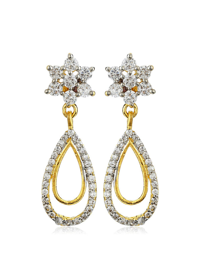 Gold Plated CZ Nakshatra Drop Earrings - Indian Silk House Agencies