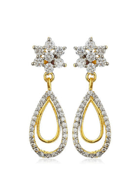 Estele Womens Girls 24K Gold Plated Sparkling Nakshatra Drop Dangle Brass Metal Earrings Golden - Indian Silk House Agencies