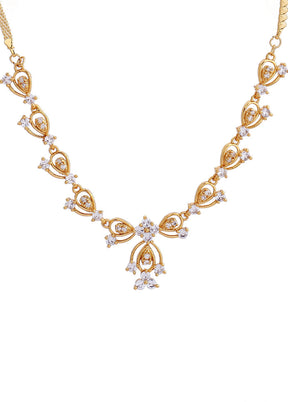 Gold Plated CZ Bow Tie Continuity Necklace Set - Indian Silk House Agencies