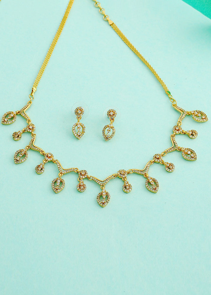 Gold Plated CZ Full Tide Designer Necklace Set - Indian Silk House Agencies