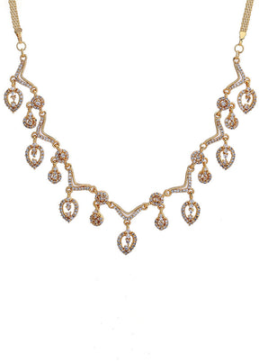 Gold Plated CZ Full Tide Designer Necklace Set - Indian Silk House Agencies