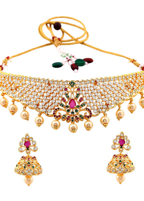 Gold Plated CZ Fascinating Bridal Necklace Set - Indian Silk House Agencies