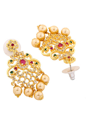 Gold Plated CZ Majestic Earrings - Indian Silk House Agencies