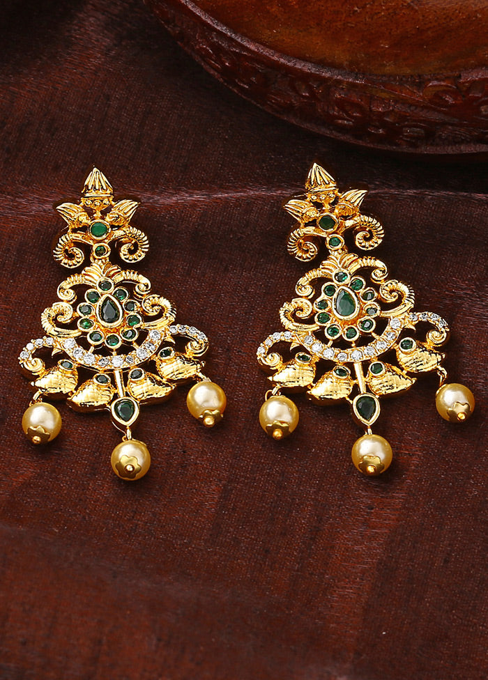 Gold Plated CZ Swirling Symphony Earrings - Indian Silk House Agencies