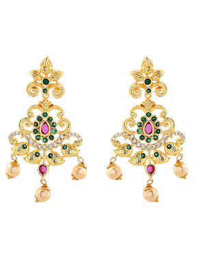 Gold Plated CZ Swirling Symphony Earrings - Indian Silk House Agencies