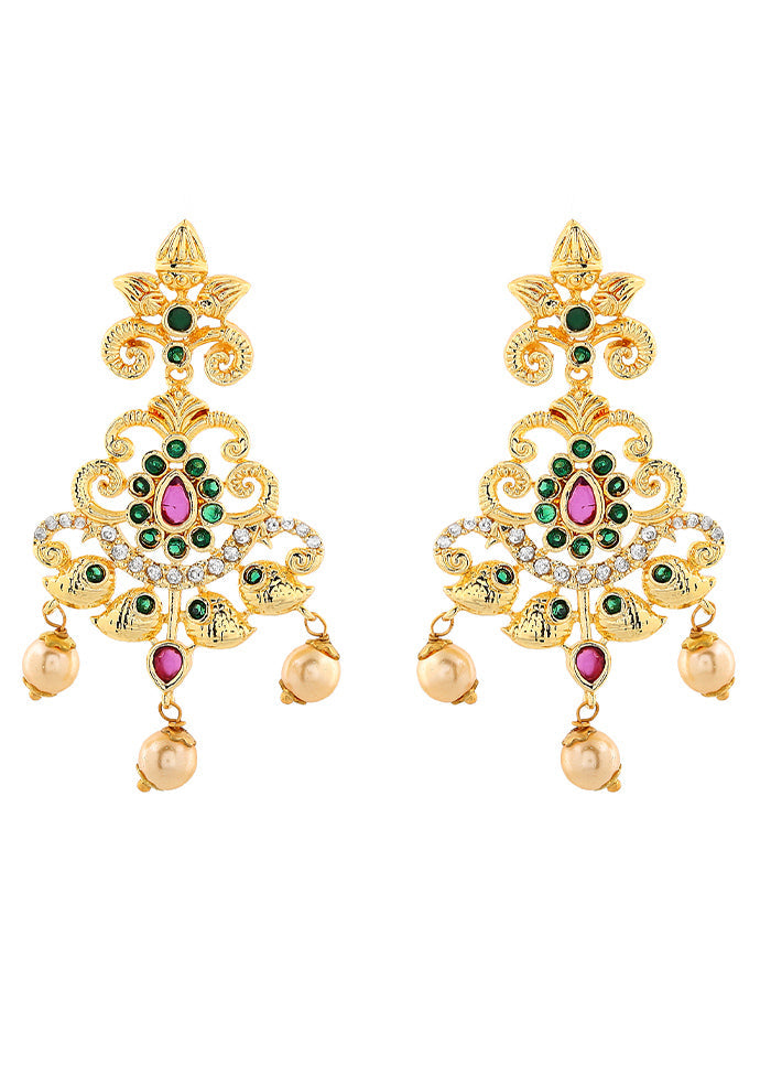 Gold Plated CZ Swirling Symphony Earrings - Indian Silk House Agencies