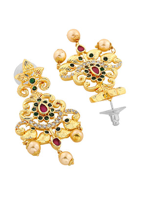 Gold Plated CZ Swirling Symphony Earrings - Indian Silk House Agencies