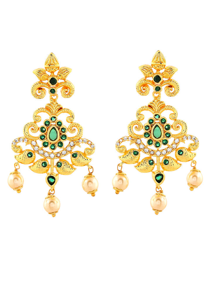 Gold Plated CZ Swirling Symphony Earrings - Indian Silk House Agencies