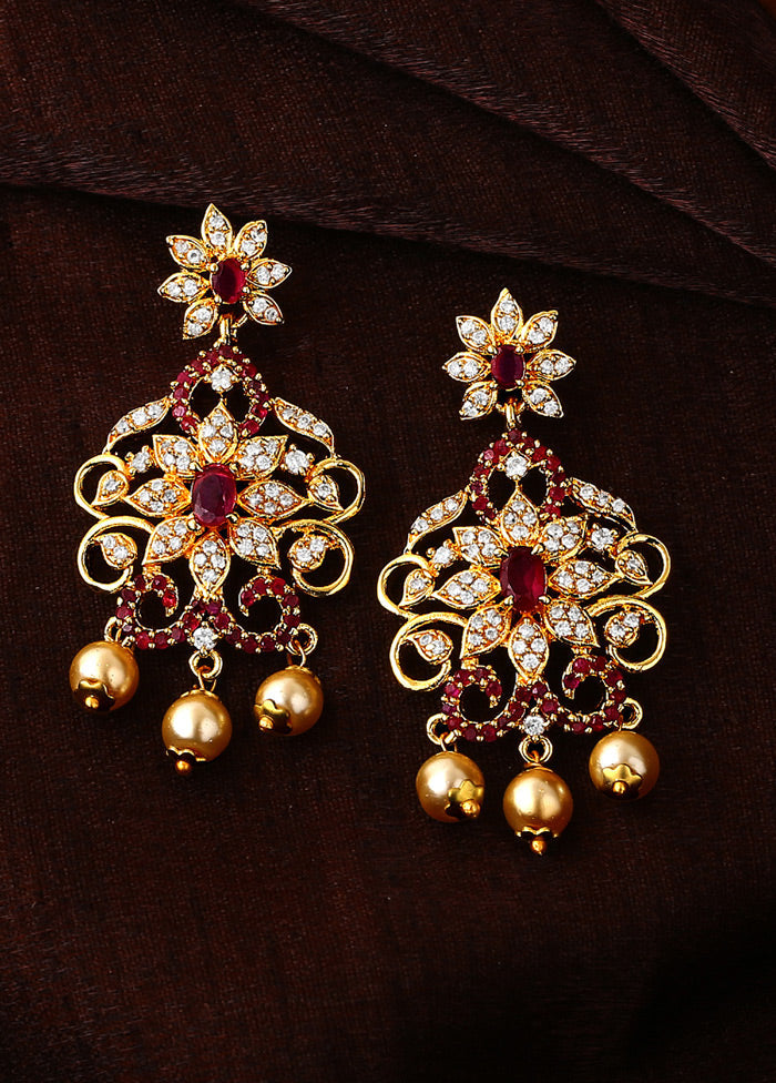 Gold Plated CZ Charming Drop Earrings - Indian Silk House Agencies