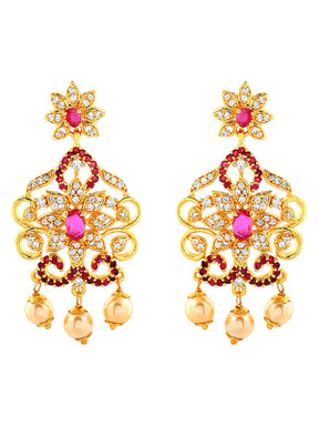 Gold Plated CZ Charming Drop Earrings - Indian Silk House Agencies