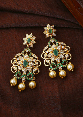 Gold Plated CZ Enchanting Drop Earrings - Indian Silk House Agencies