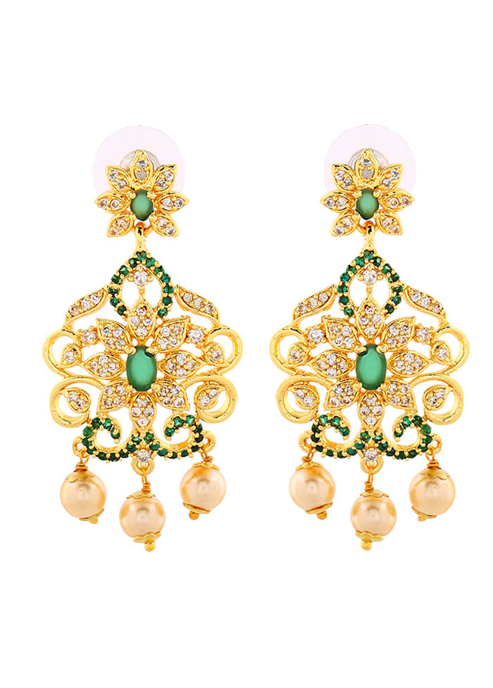 Gold Plated CZ Enchanting Drop Earrings - Indian Silk House Agencies