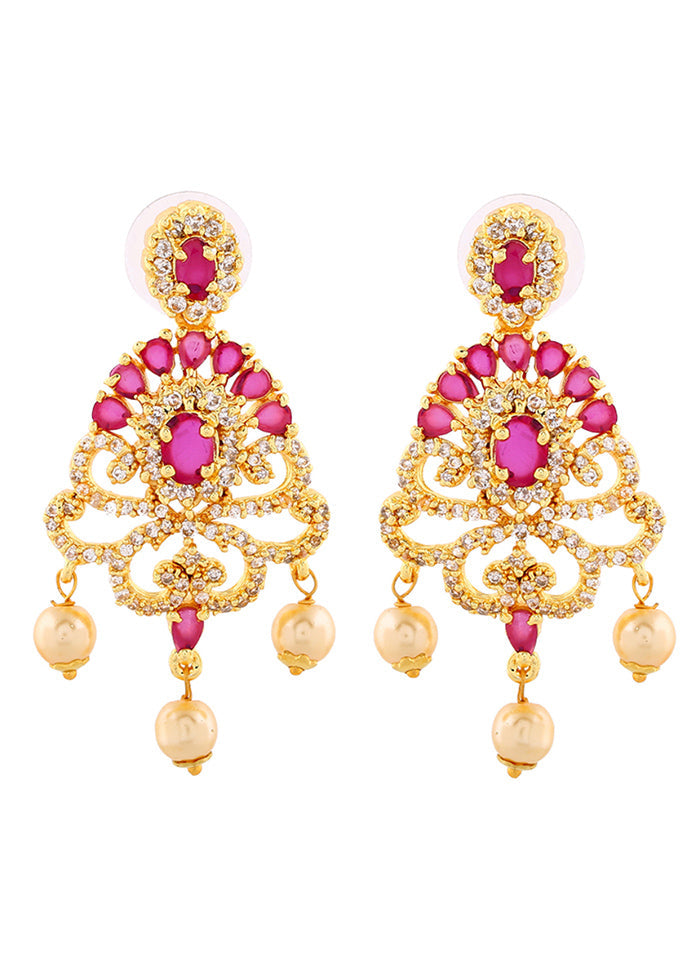 Handcrafted Gold Plated CZ Tiara Earrings - Indian Silk House Agencies