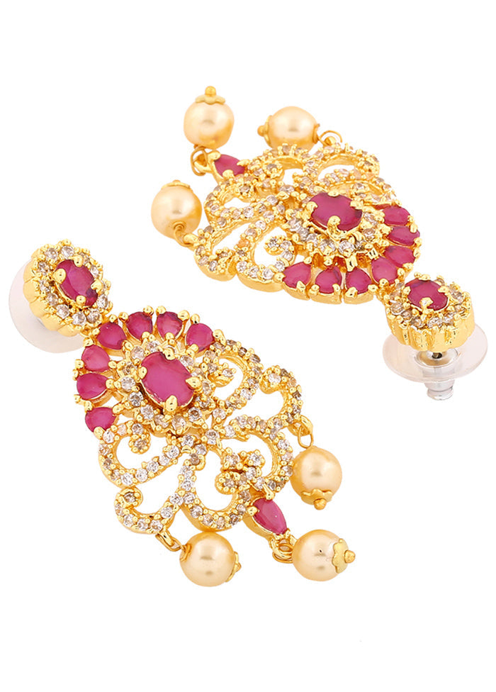 Handcrafted Gold Plated CZ Tiara Earrings - Indian Silk House Agencies