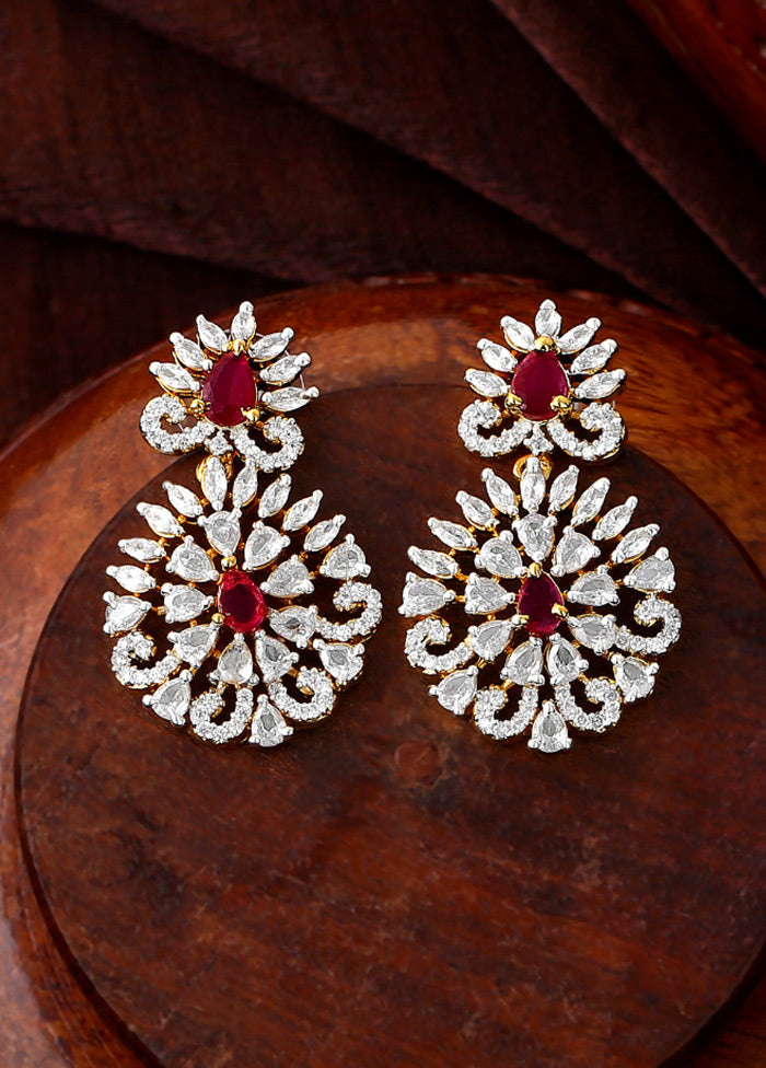 Gold Plated CZ Radiance Flower Designer Earrings - Indian Silk House Agencies