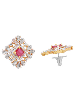 Gold Plated CZ Beautiful Stud Earrings - Indian Silk House Agencies