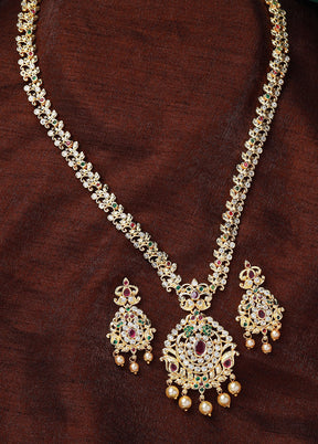 Gold Plated CZ Designer Bridal Necklace Set - Indian Silk House Agencies