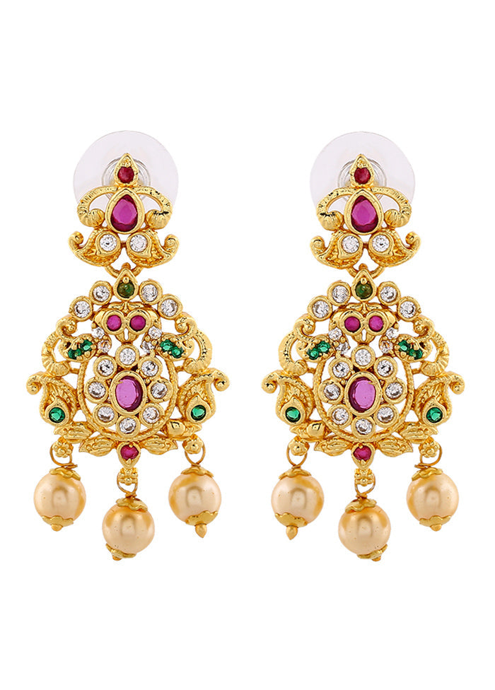 Gold Plated CZ Dazzling Drop Earrings - Indian Silk House Agencies