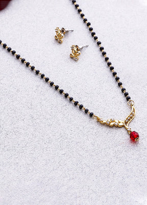 Gold Plated CZ Solitary Designer Mangalsutra Necklace - Indian Silk House Agencies