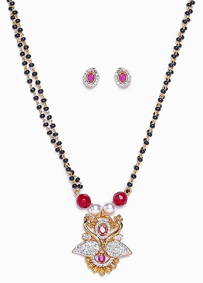 Gold Plated CZ Swan Designer Mangalsutra Set - Indian Silk House Agencies