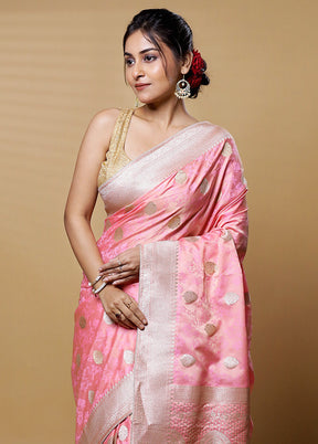 Pink Dupion Silk Saree With Blouse Piece