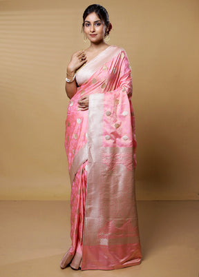 Pink Dupion Silk Saree With Blouse Piece