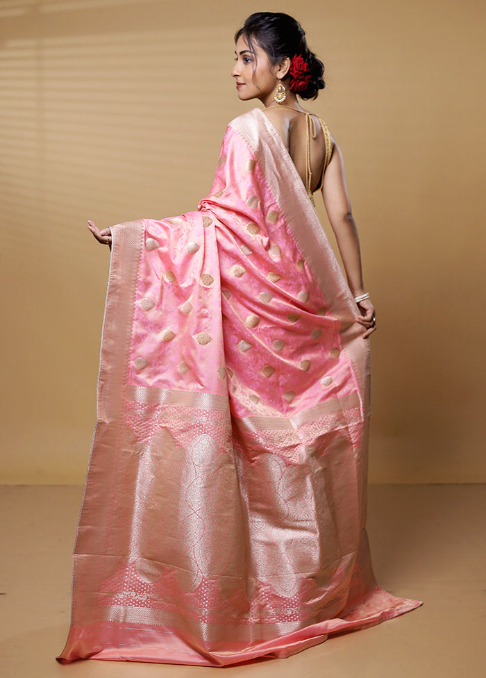 Pink Dupion Silk Saree With Blouse Piece