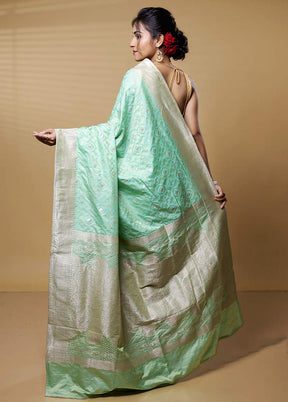 Green Dupion Silk Saree With Blouse Piece