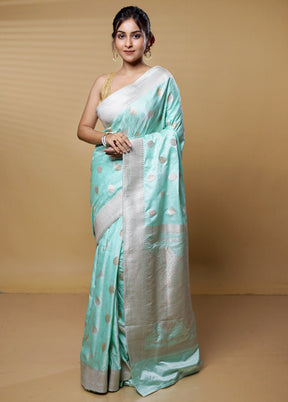 Green Dupion Silk Saree With Blouse Piece