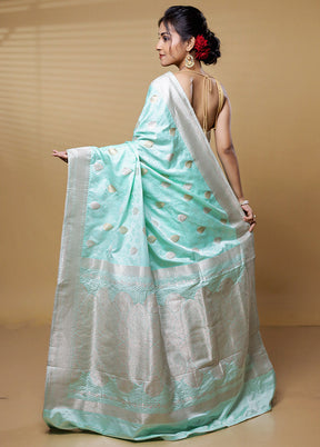 Green Dupion Silk Saree With Blouse Piece