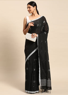 Black Cotton Saree With Blouse Piece