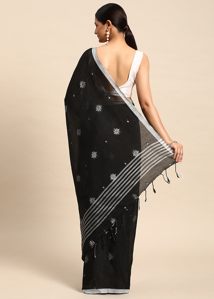 Black Cotton Saree With Blouse Piece