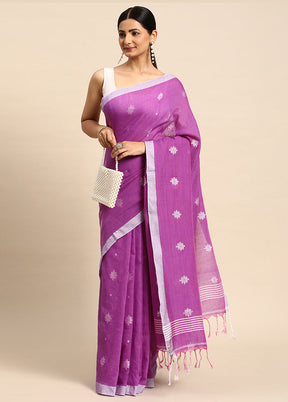 Lavender Cotton Saree With Blouse Piece