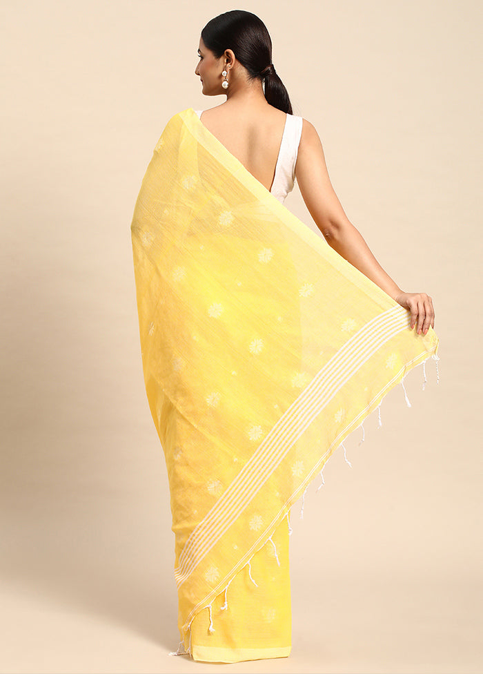 Yellow Cotton Saree With Blouse Piece - Indian Silk House Agencies