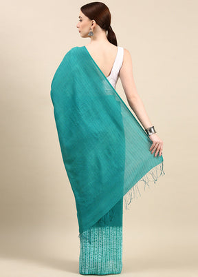 Sea Green Pure Cotton Saree With Blouse Piece