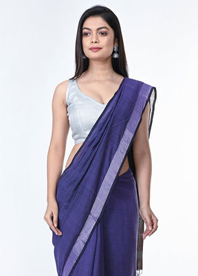 Purple Pure Cotton Saree With Blouse Piece