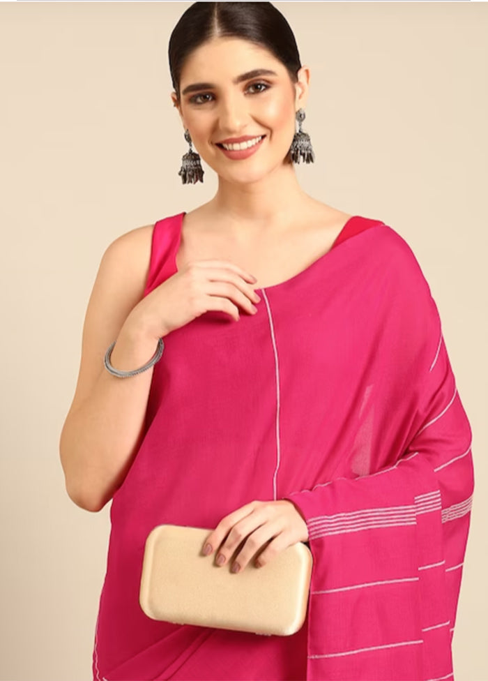 Magenta Pure Cotton Saree With Blouse Piece