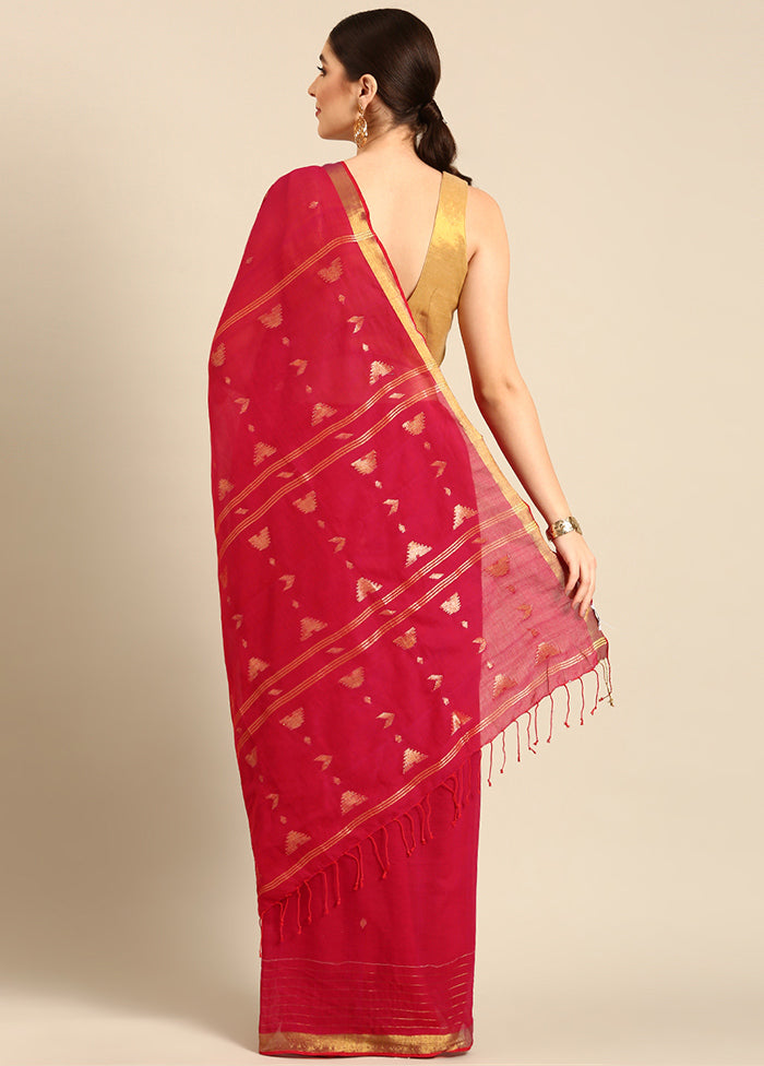 Magenta Pure Cotton Saree With Blouse Piece - Indian Silk House Agencies